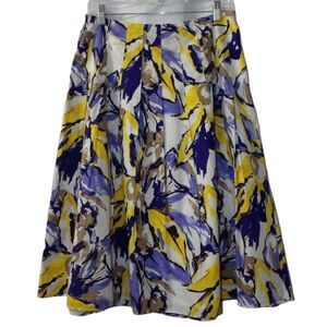 Jones Wear Purple & Yellow Floral Pleated Skirt Size 6